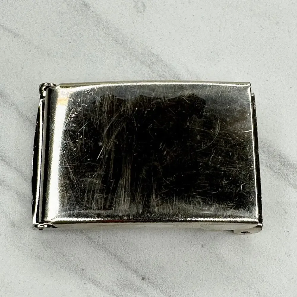 Silver Tone Web Clamp Military Style Slide Belt Buckle Simple Basic Unisex ✨